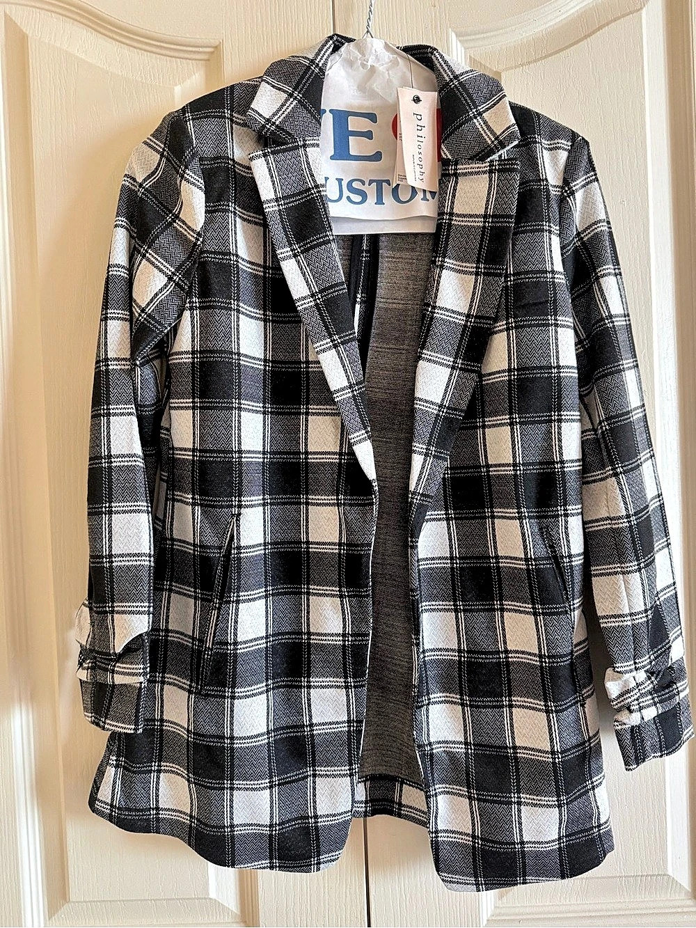 New Philosophy Black & White Plaid Jacket XSMALL